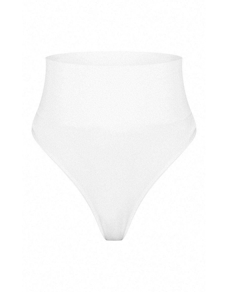 White Shapewear High Waisted Control Thong - 4
