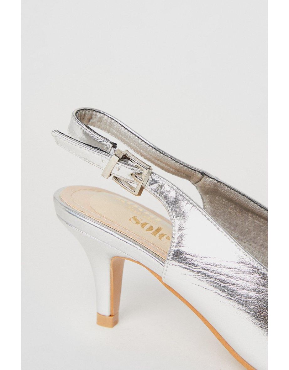 Good For The Sole: Wide Fit Evelyn Peep Toe Sling Back Heeled Sandals - 3