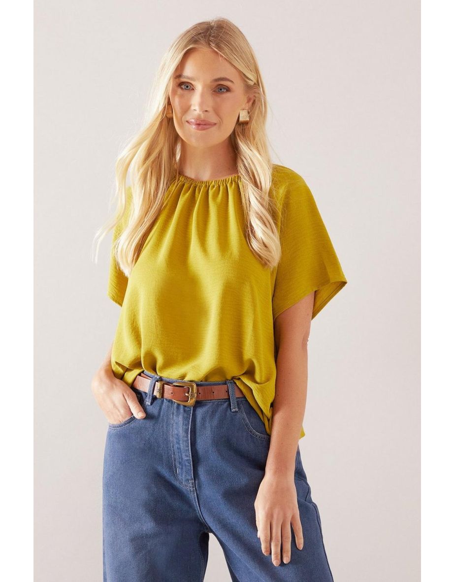 Petite Bubble Hem Short Sleeve Top - 3