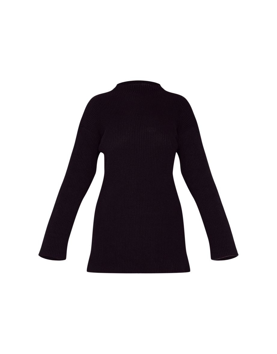 Tall Black Knitted Jumper Dress With Cut Out Back - 4