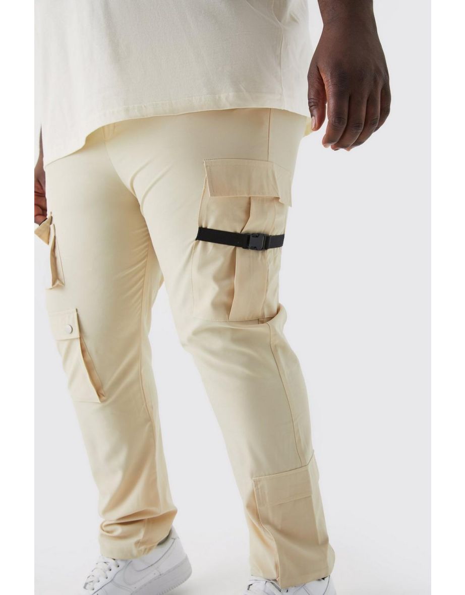 Plus Skinny Multi Pocket Cargo Buckle Trouser - stone - 2