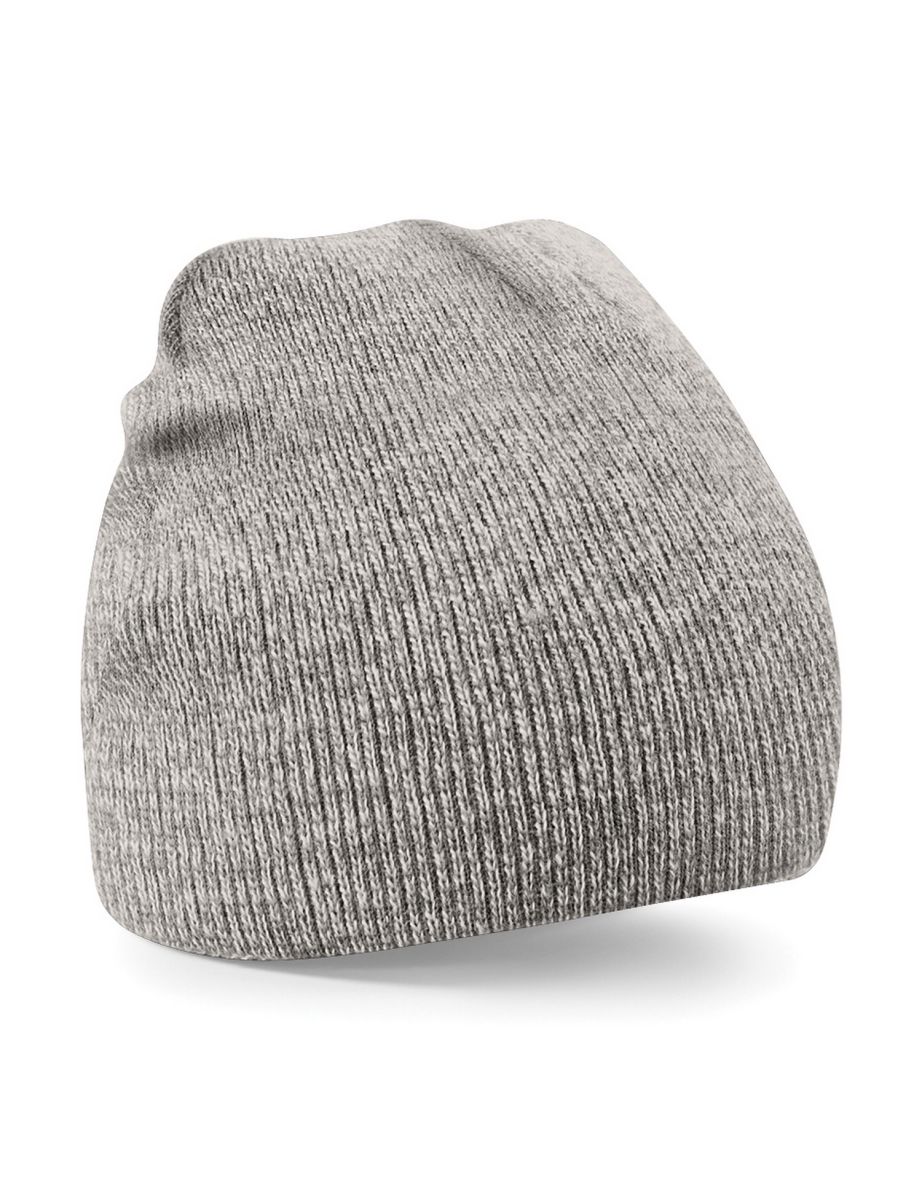Beechfield Plain Basic Knitted Winter Beanie Hat - Heather Grey