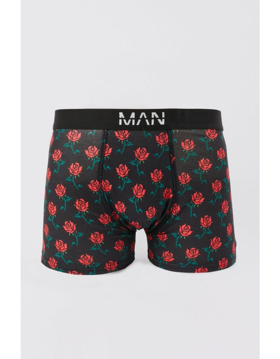 Rose Printed Boxers In Gift Box - black - 2