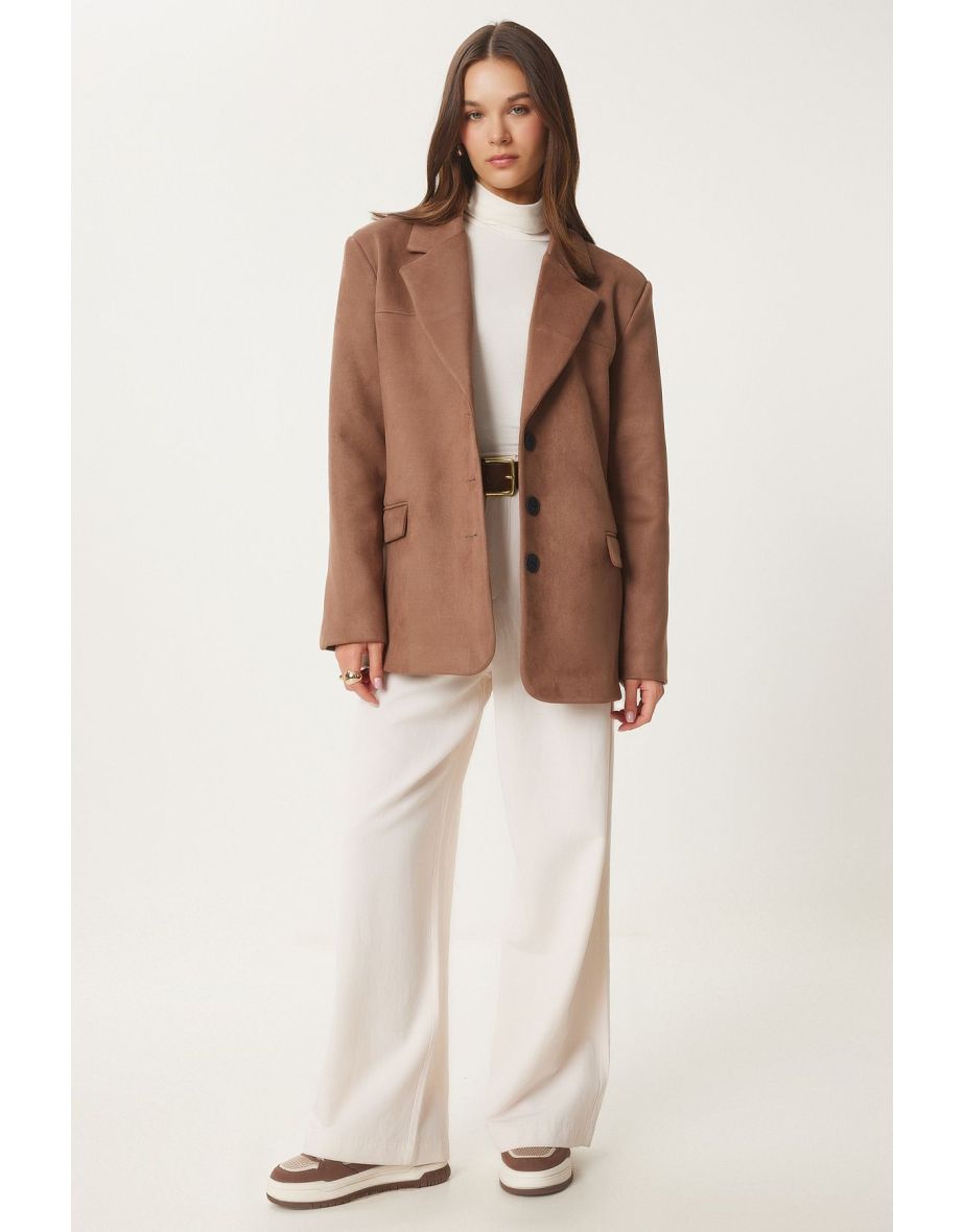 Women's Mink Premium Suede Blazer Jacket
