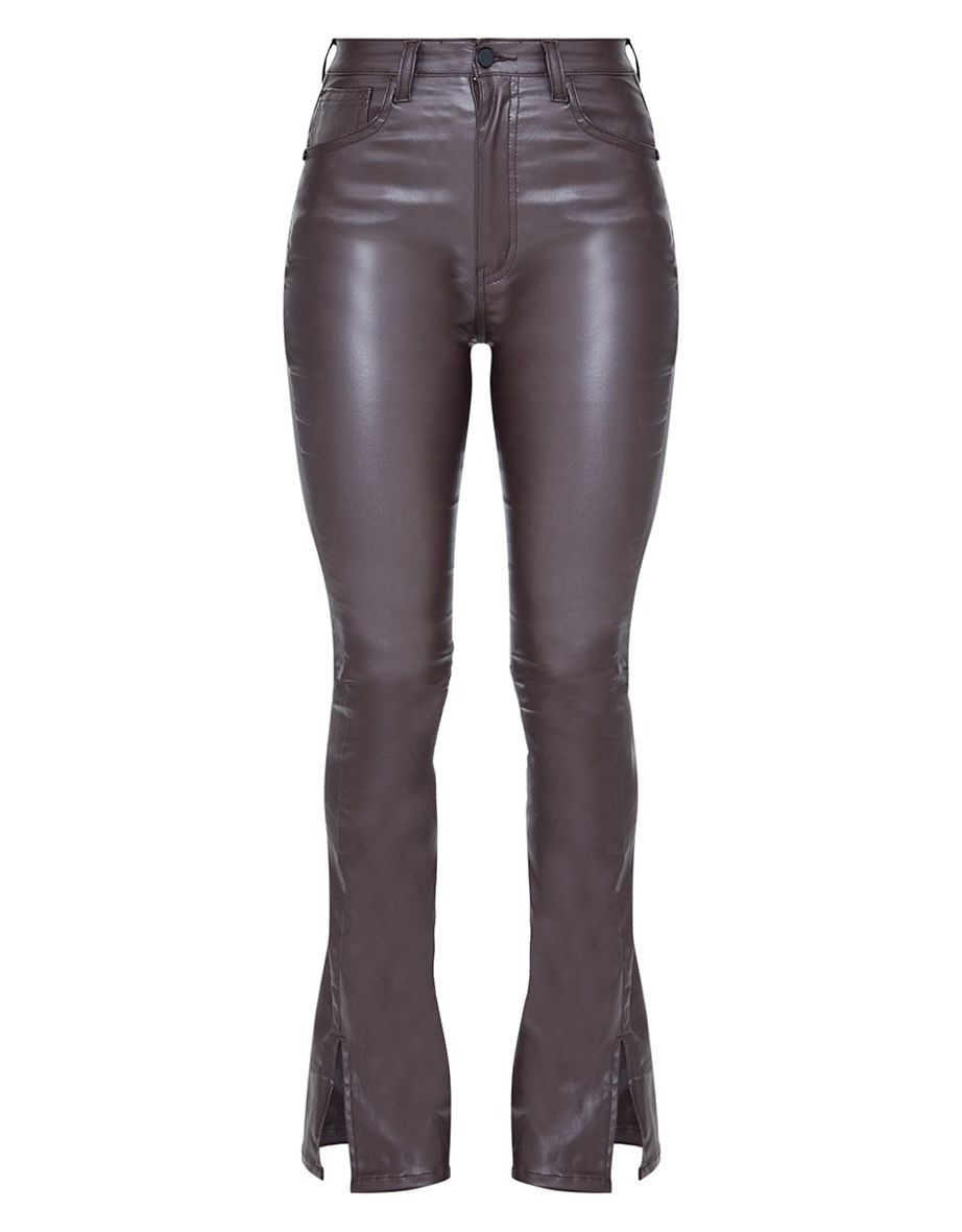 Chocolate Coated Denim Split Hem Flares - 4