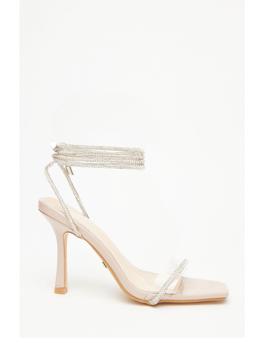 Quiz silver diamante heel sandals new arrivals