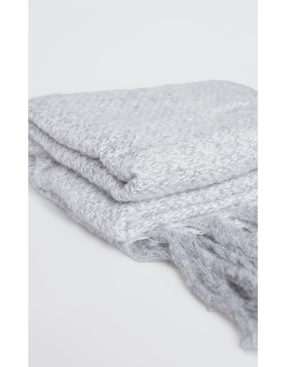Grey Soft Tassel Blanket Scarf - 2