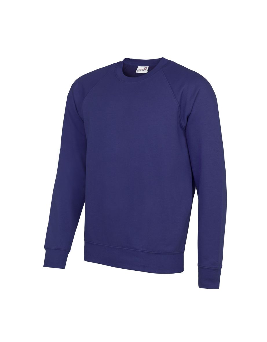 AWDis Academy Mens Crew Neck Raglan Sweatshirt - Purple