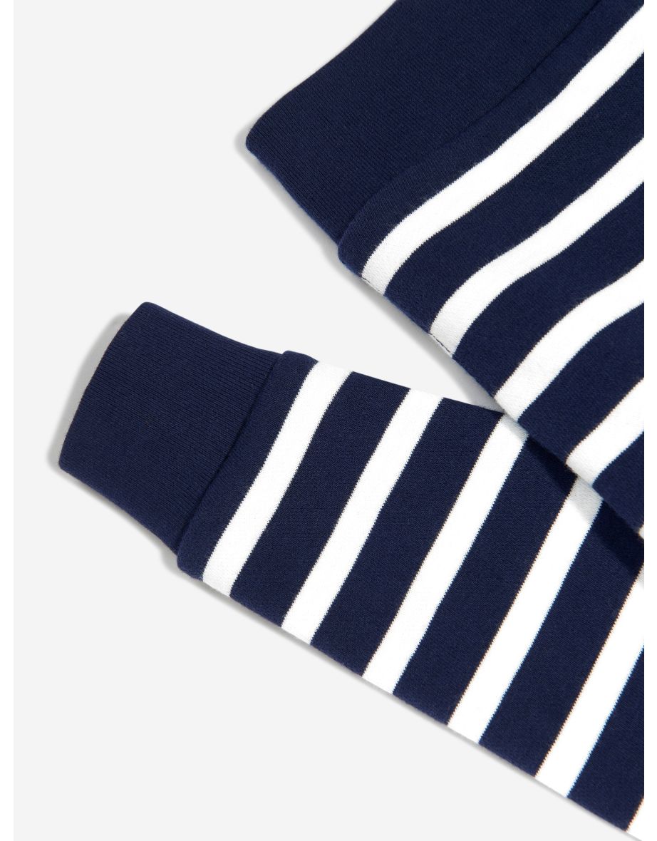 Boys Striped Half Zip Sweatshirt in Navy - 3