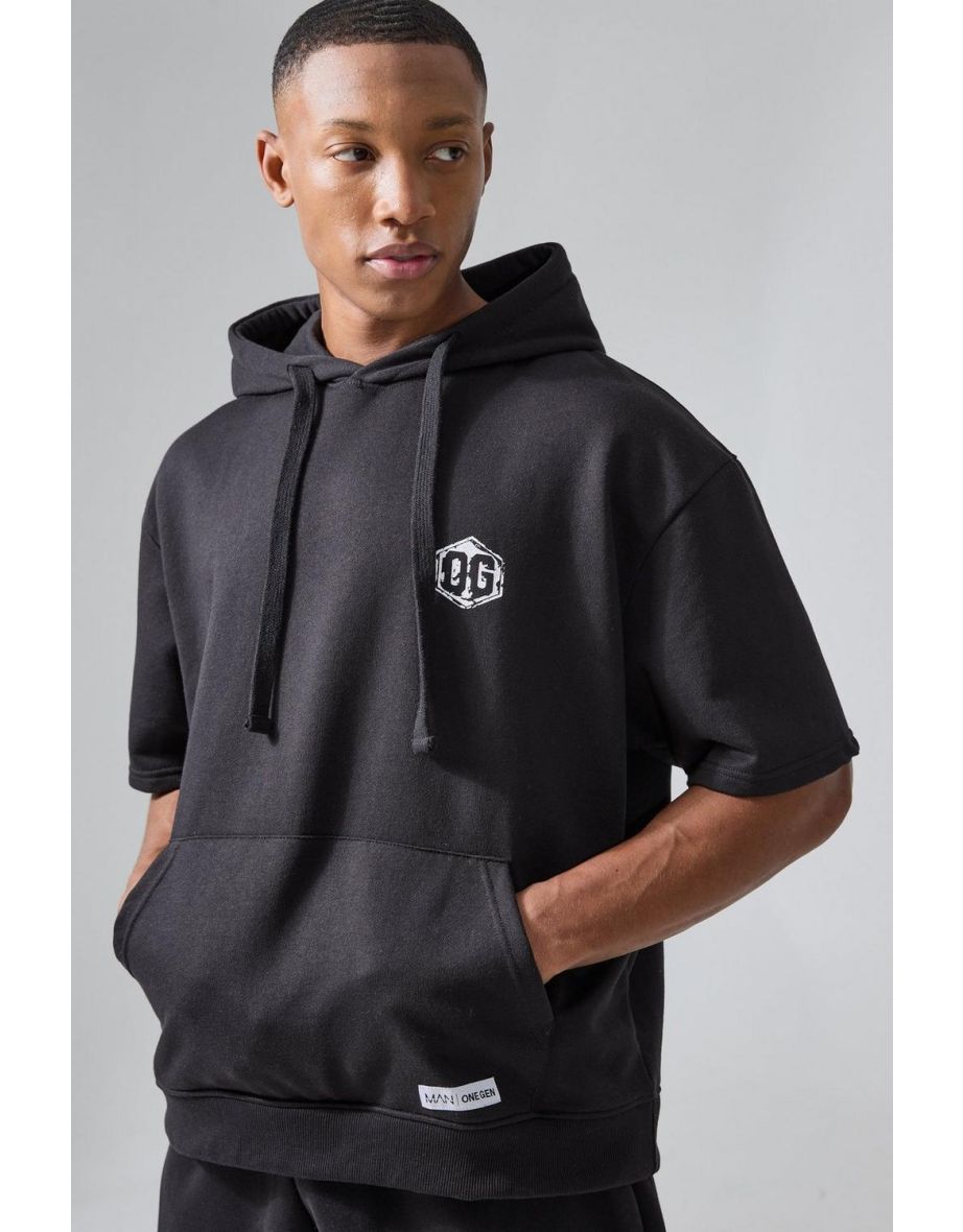 Shop Man Active X Og Gym Short Sleeved Hoodie black Online in Qatar VogaCloset