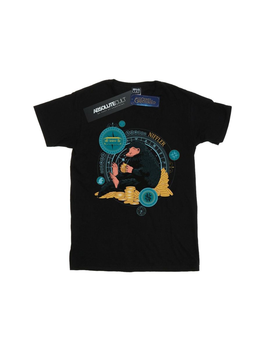 Fantastic Beasts Womens/Ladies Sitting Niffler Cotton Boyfriend T-Shirt - Black - 1