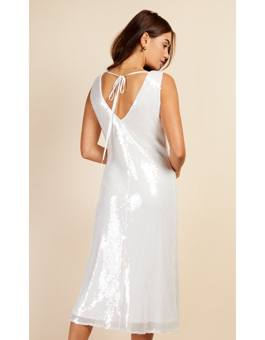 White Sequin Midaxi Dress by Vogue Williams - 5