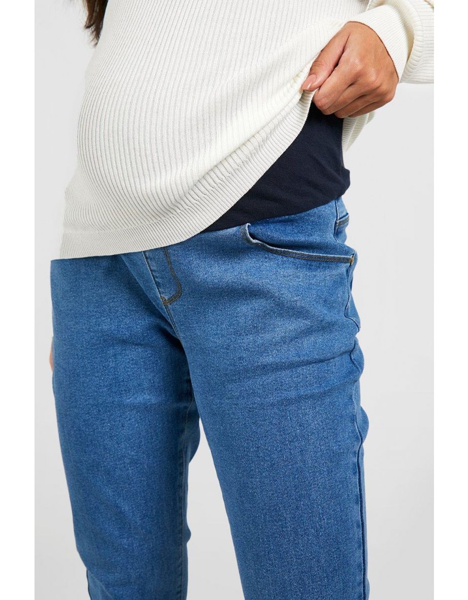Maternity Over Bump Skinny Stretch Jeans - mid blue - 3