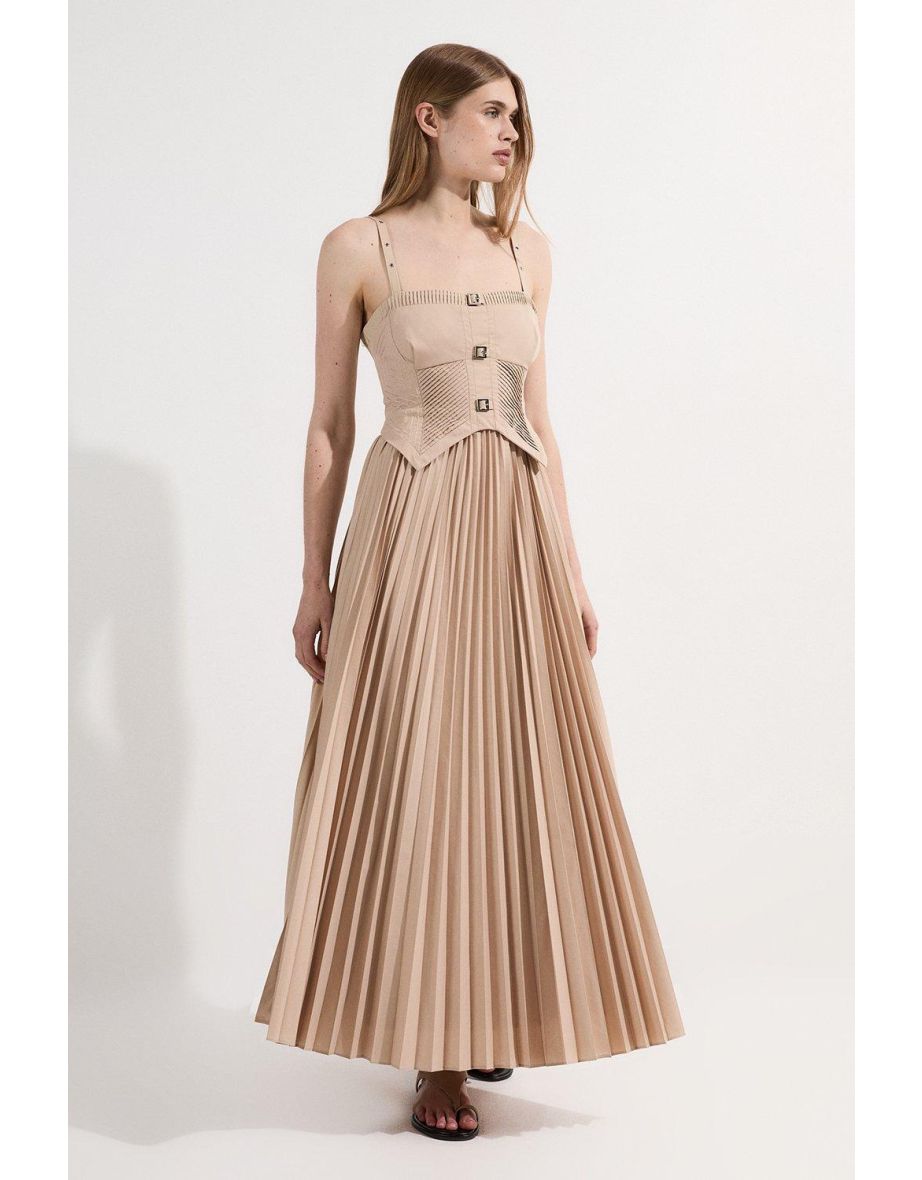 Archive Collection - Cotton Poplin Corset Woven Maxi Dress