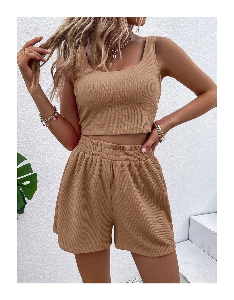 Women's Mink Ribbed Shorts Set