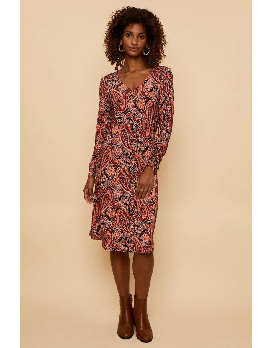 Tall Red Paisley Midi Dress