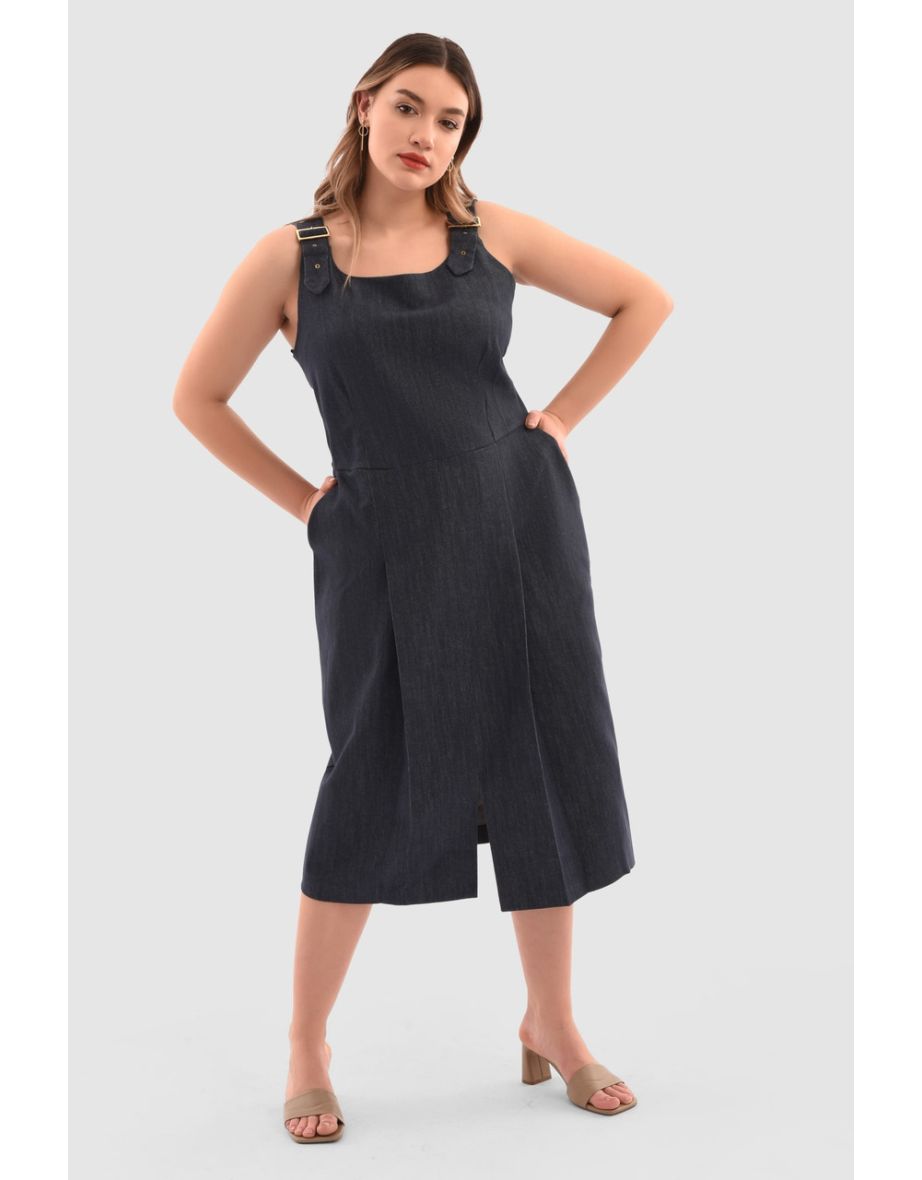 Closet  London Curves Denim Sleeveless Midi Dress - 3