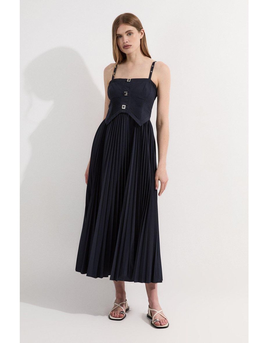 Archive Collection - Cotton Poplin Corset Woven Maxi Dress