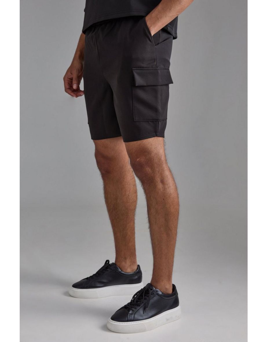 Skinny fit cargo shorts shop