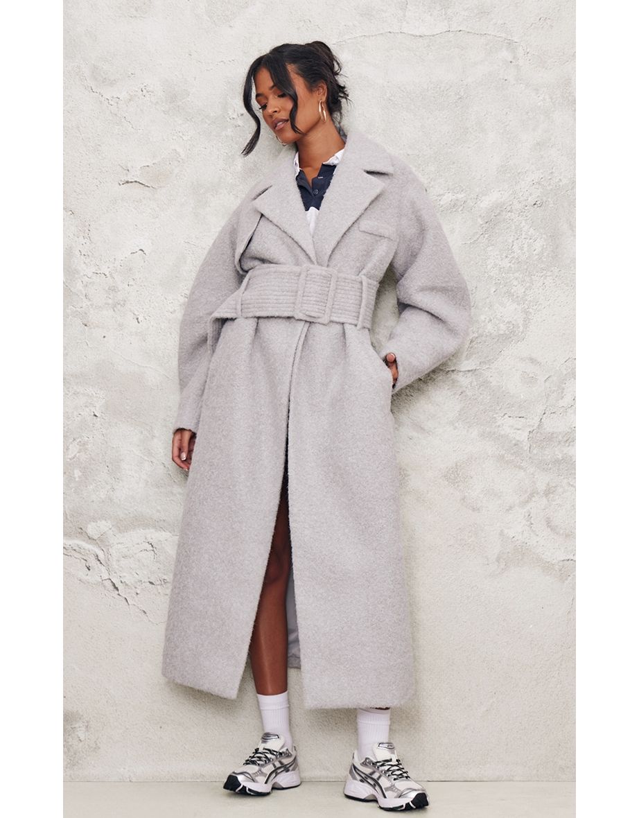 Tall Charcoal Wool Look Belted Maxi Coat