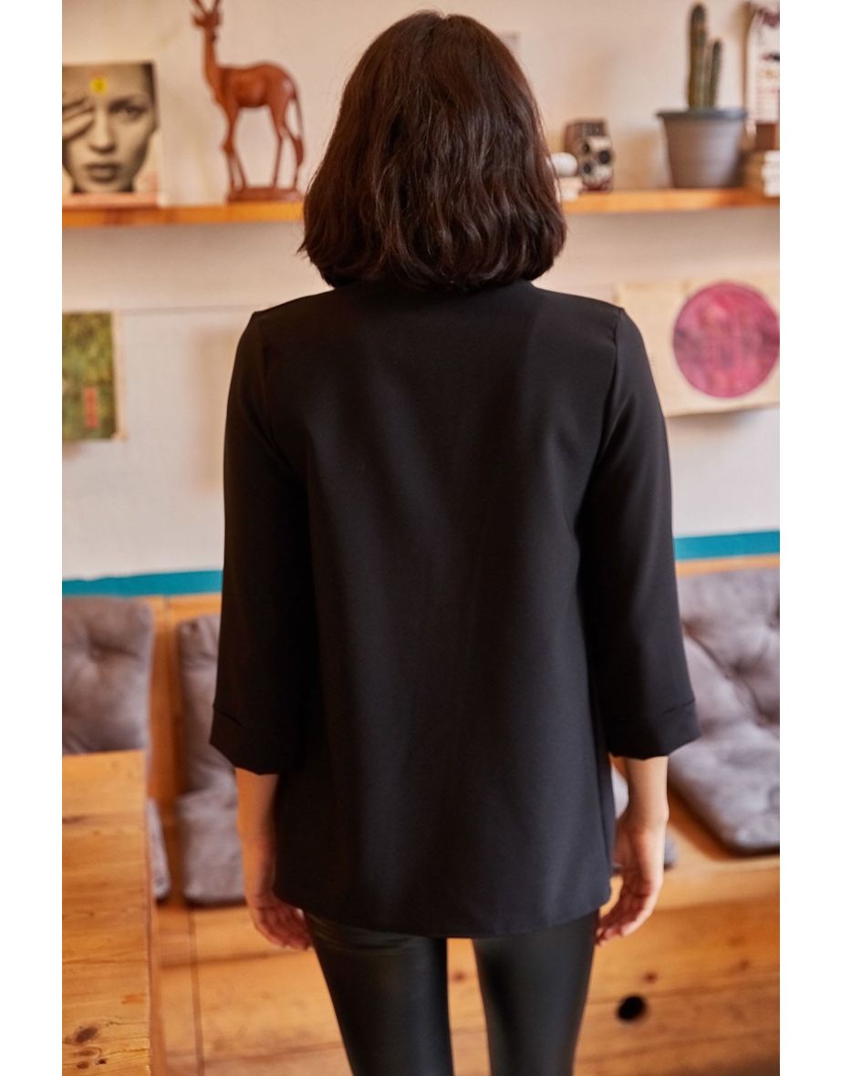 Women's Black Shawl Collar Atlas Jacket - 4