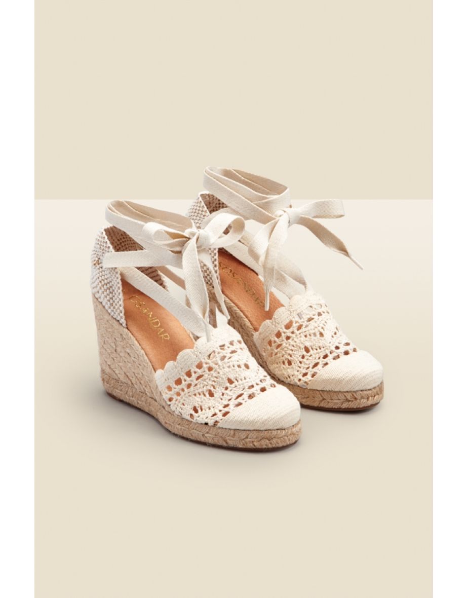 Amily Cream Crochet Valenciana Wedge Espadrille