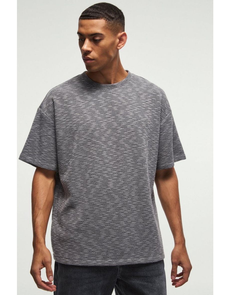 Oversized Knitted Texture T-shirt - grey