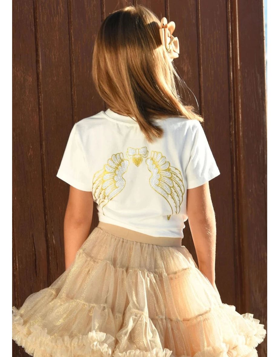 Girls Amelia Wings Printed T-Shirt in White