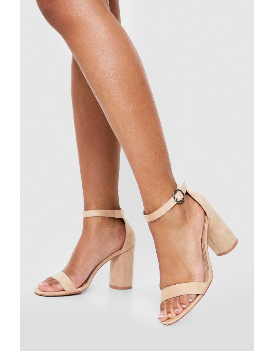 Wide Fit Rounded Heel 2 Part Barely There Heels - nude