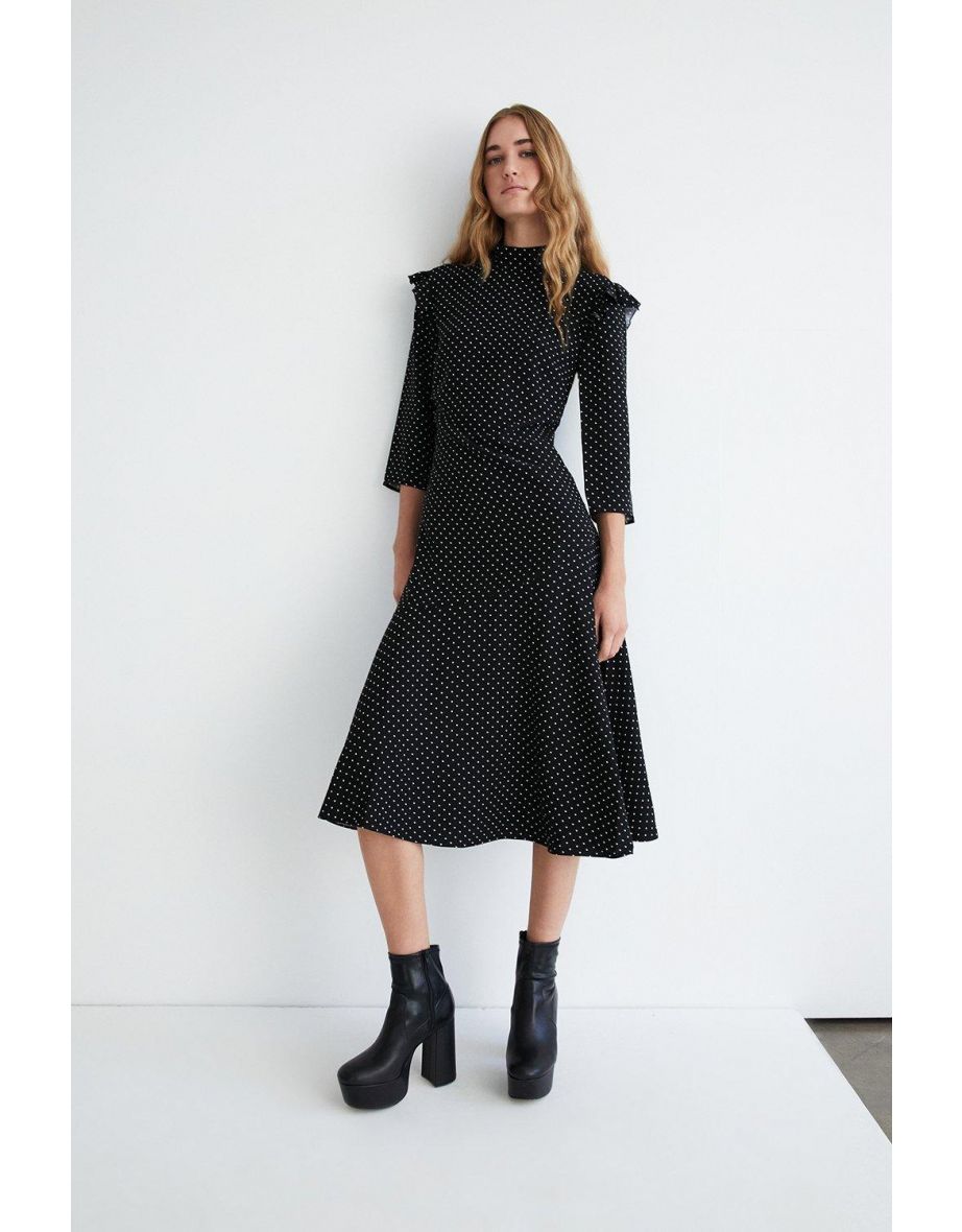 Warehouse polka dot mini flippy dress hotsell