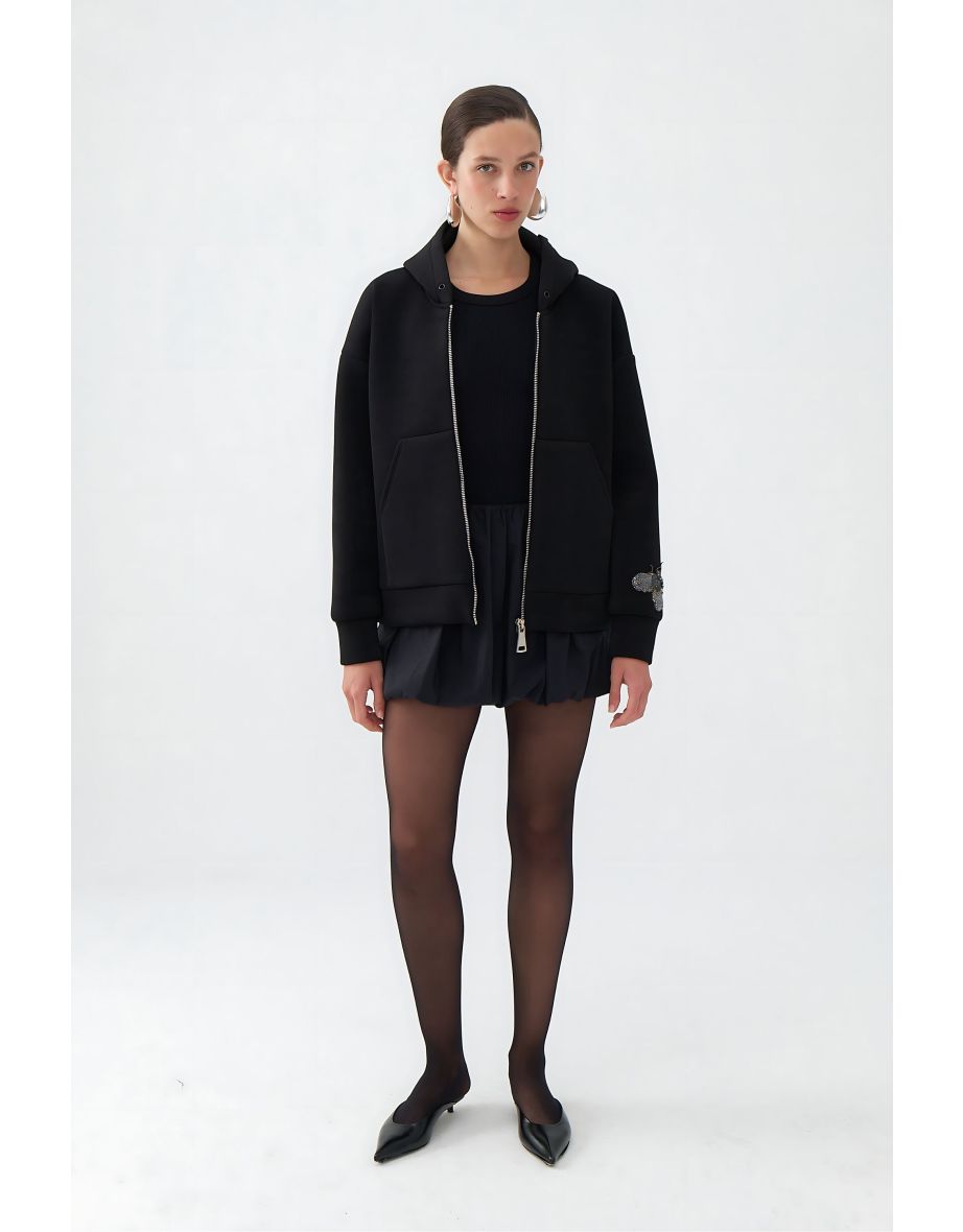 Zippered Kangaroo Pocket Sweatshirt