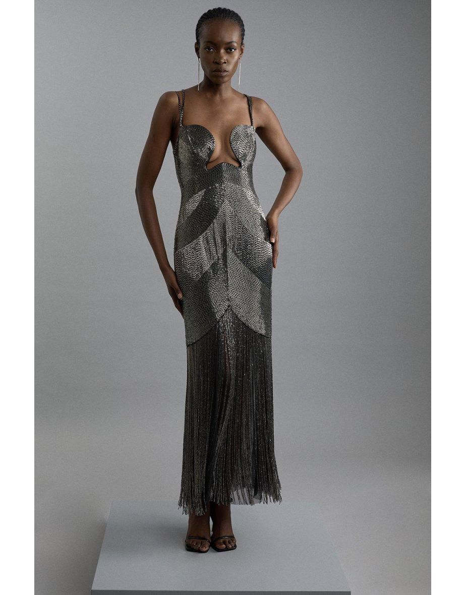 Premium Embellished Draped Beaded Strappy