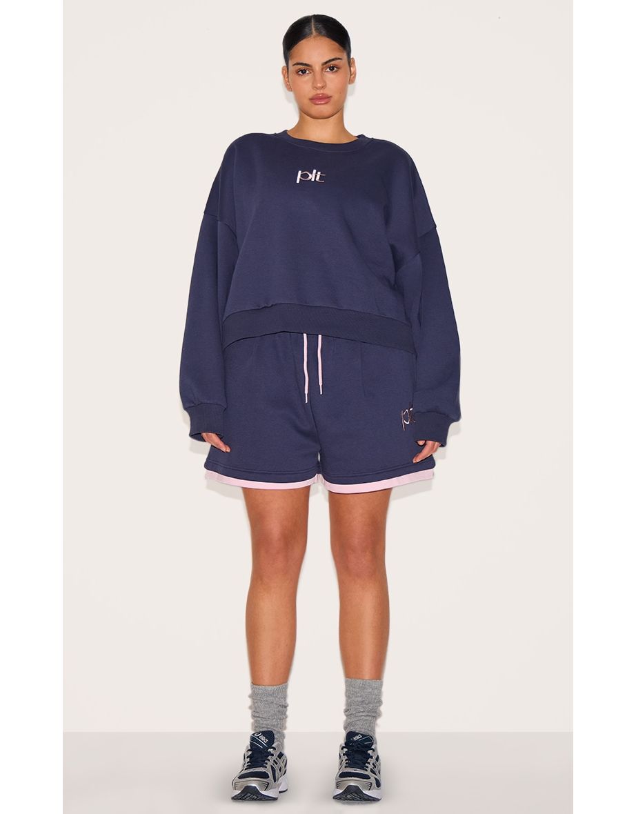 Plus Navy Plt Sweat Short