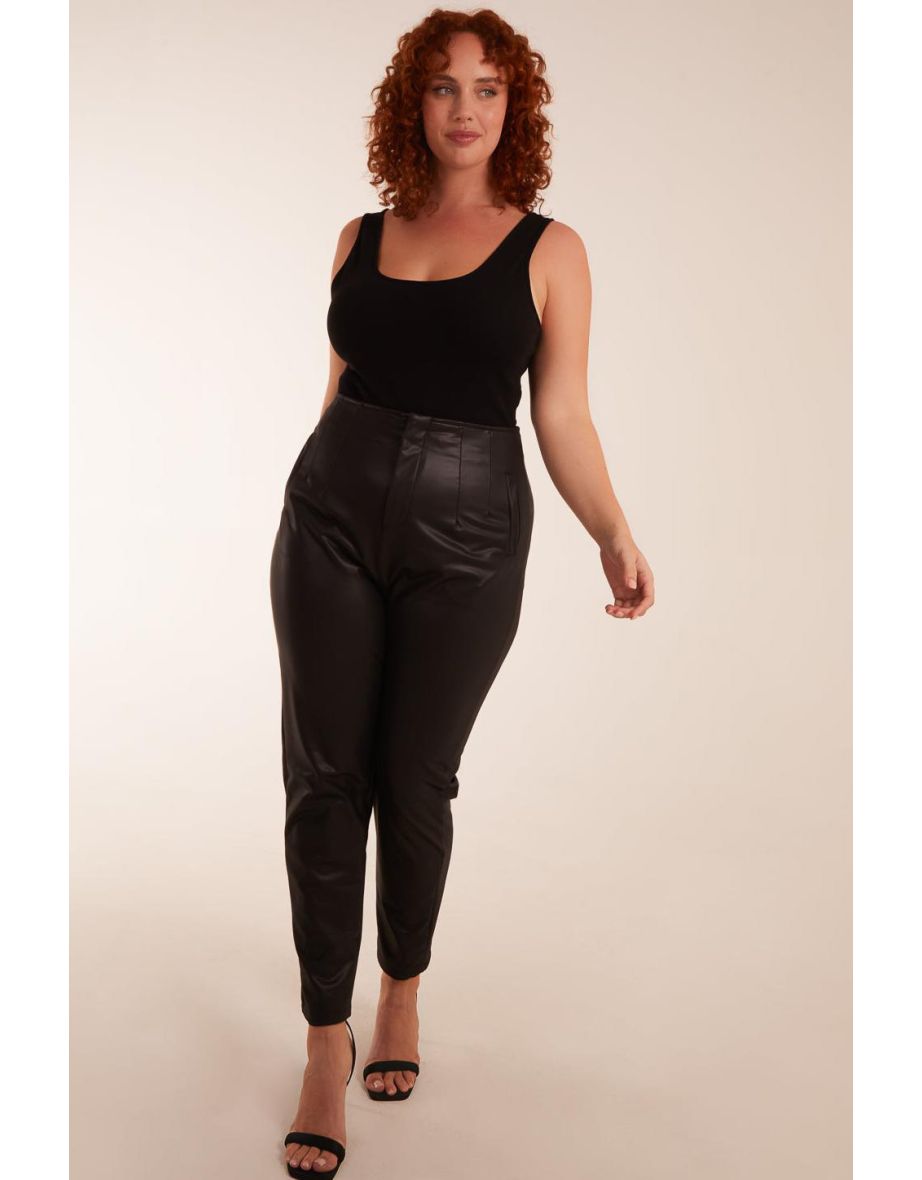 Curve Matte Faux Leather Tailored Trousers