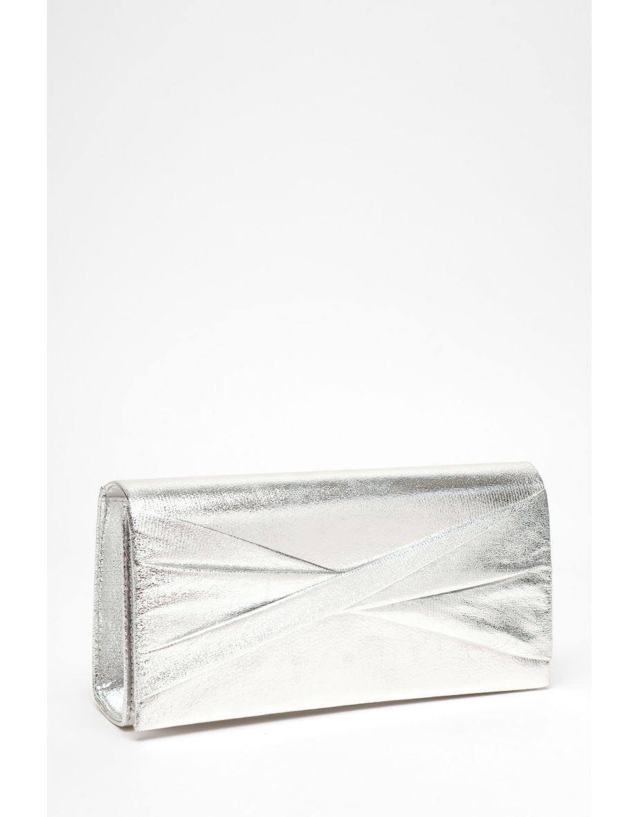 Shop Silver Foil Twist Clutch Bag Online in Oman VogaCloset