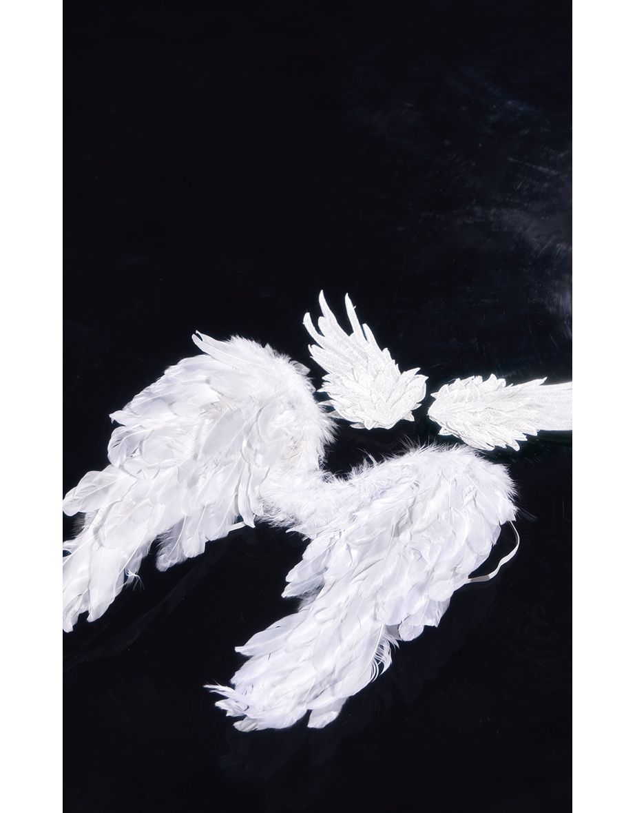 White Feather Mini Wings And Feather Headpiece - 2