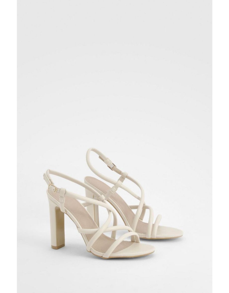 Shop Strappy Cross Over Block Heels cream Online in Qatar VogaCloset