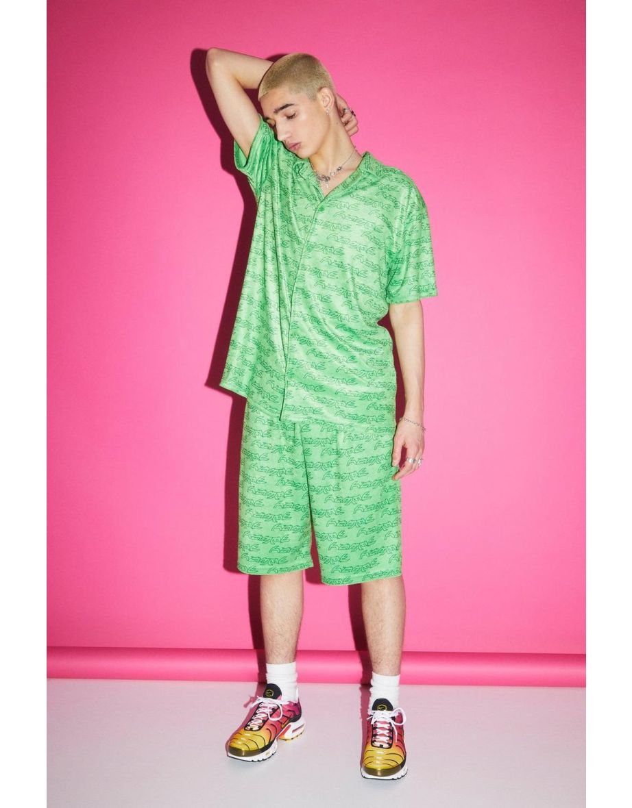 Oversized Towelling Shirt And Short Set - green
