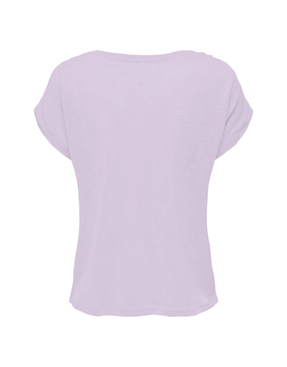 Womens/Ladies Long Slub T-Shirt - Lilac - 1