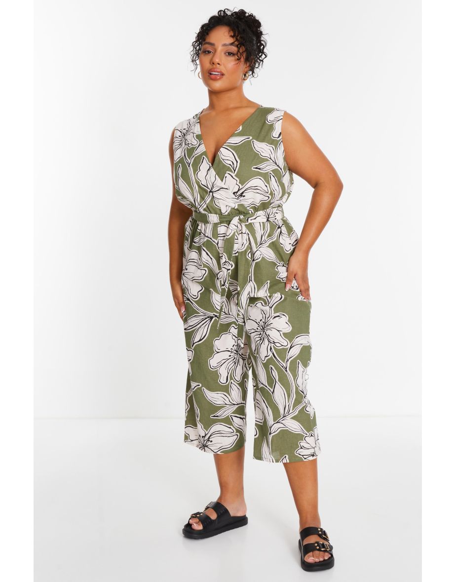 Khaki wrap jumpsuit best sale