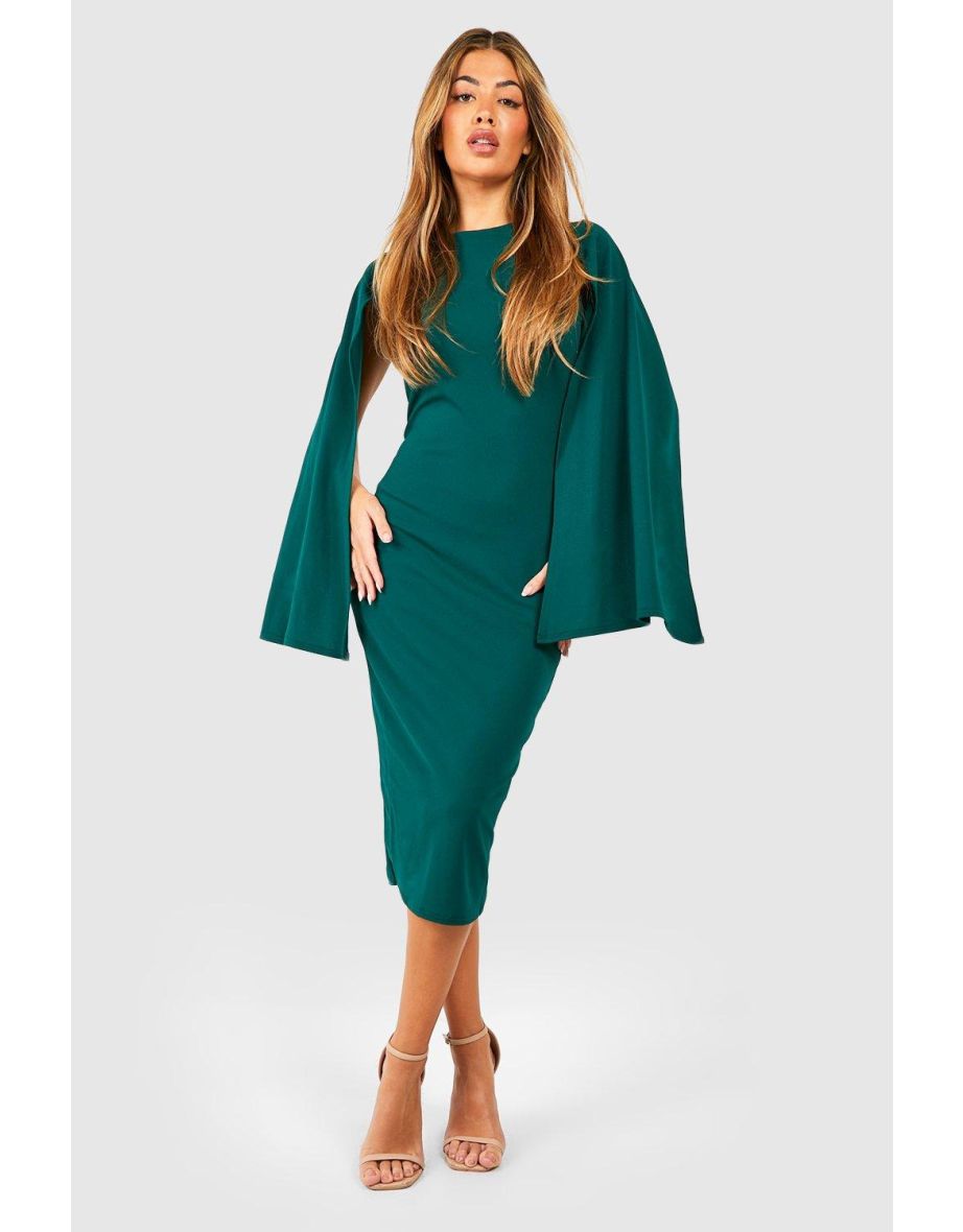 Cape sleeve bodycon midi dress new arrivals