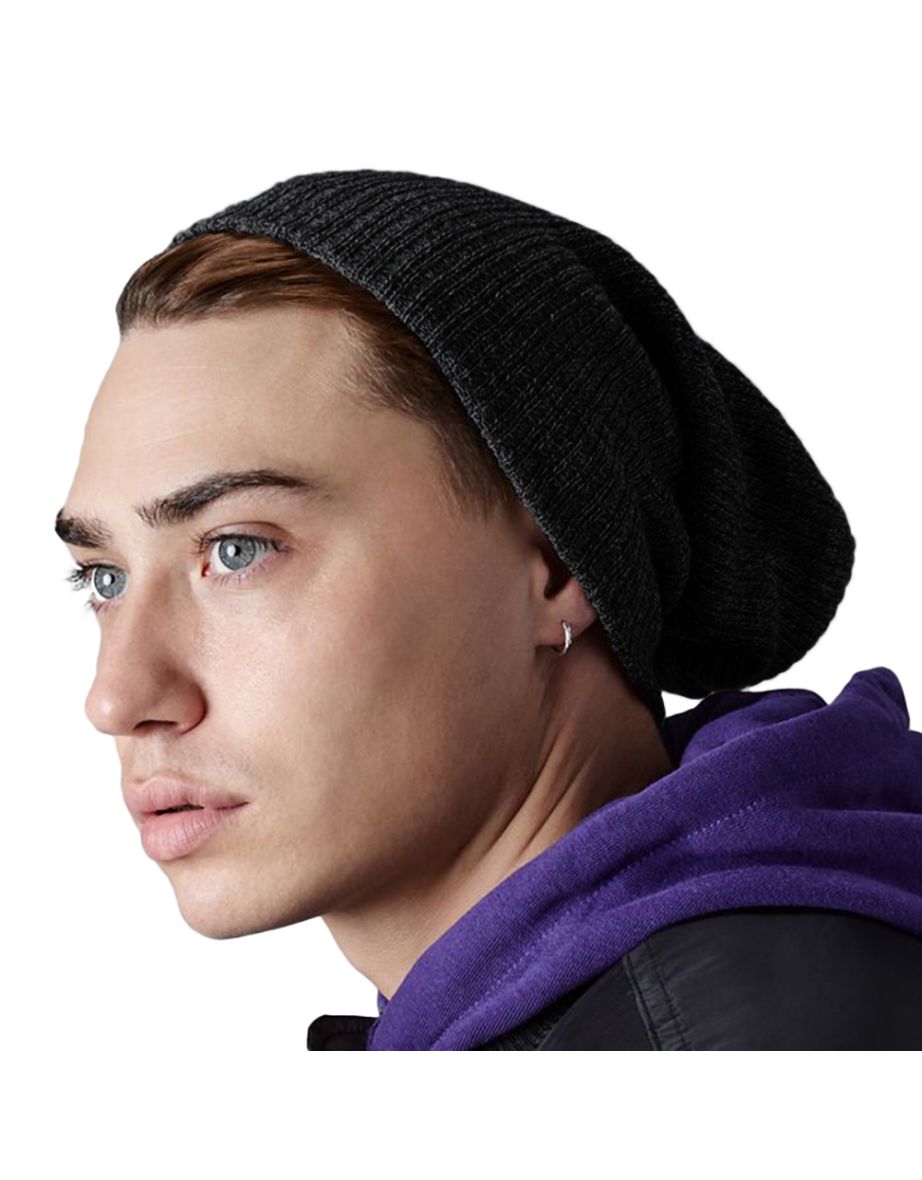 Beechfield Heavy Gauge Slouch Beanie - Black - 1