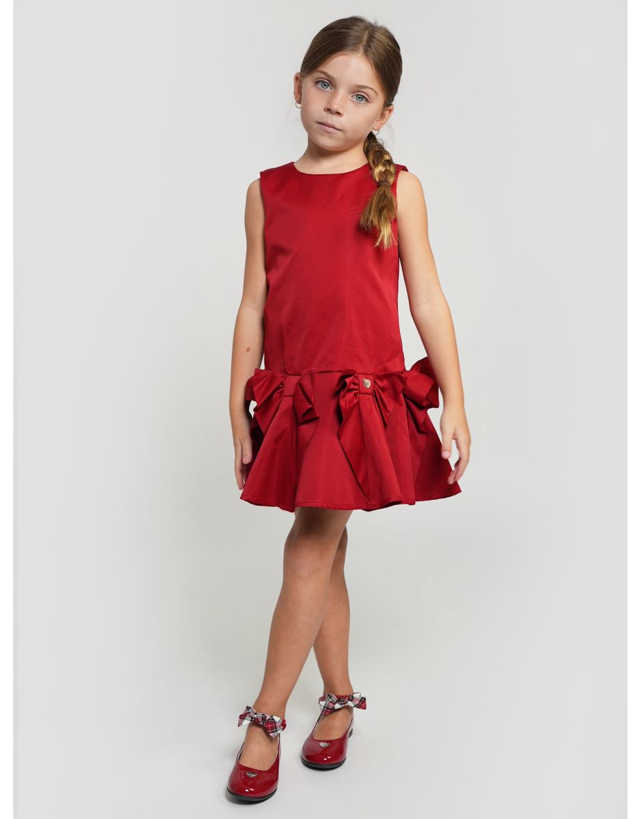 Monnalisa Girls Bow Duchess Dress in Red