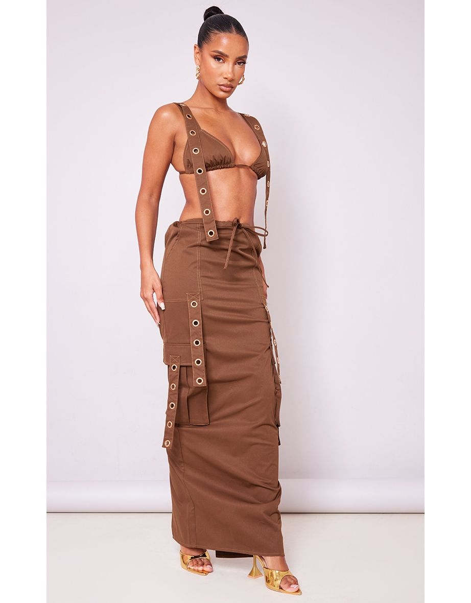 Drawstring twill skirt sale