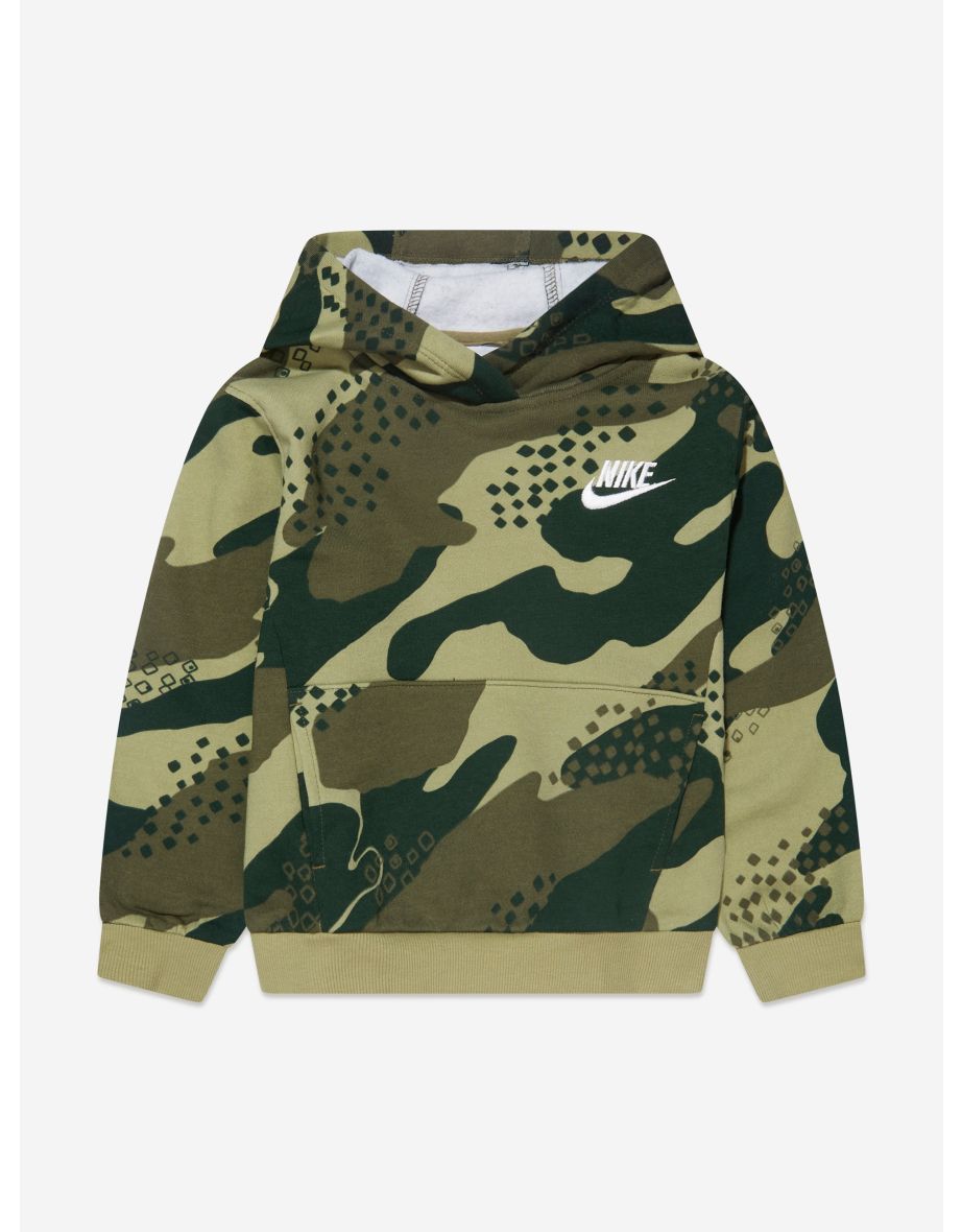 Nike club camo hoodie in green discount