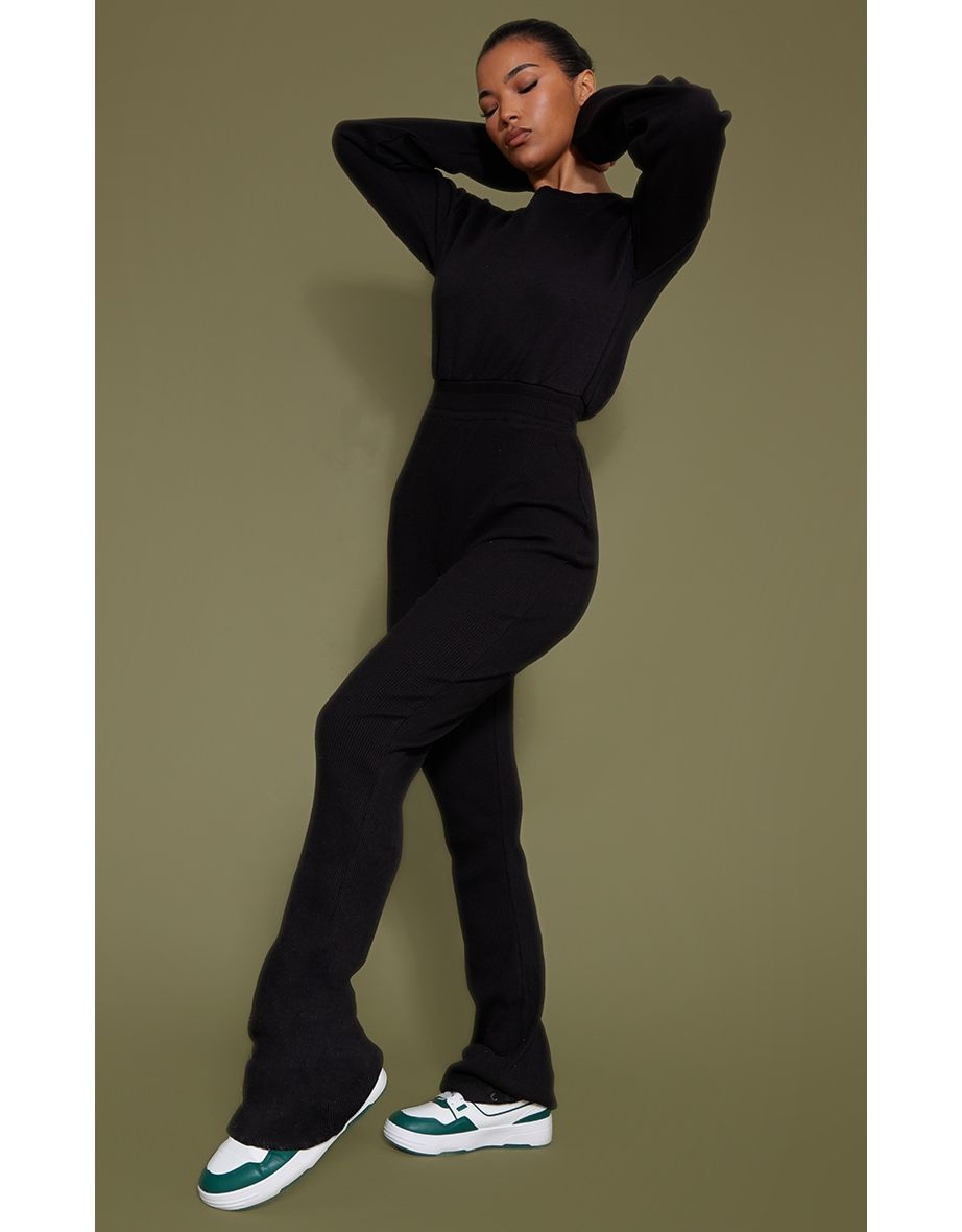 Shop Black Corset Rib Detail Hooded Sweat Jumpsuit Online in Oman VogaCloset