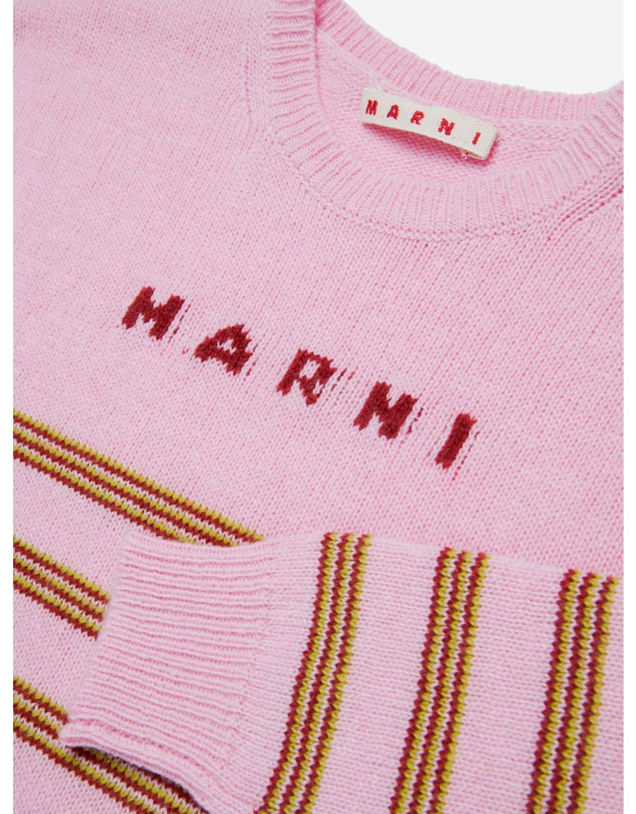 Girls Striped Jumper in Pink - 4