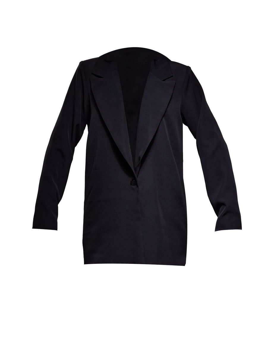Black Woven Oversized Suit Jacket - 4