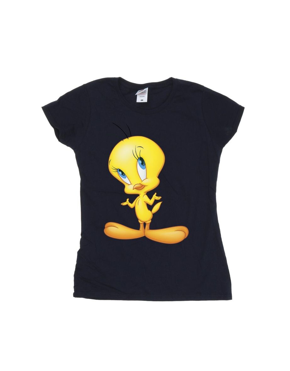 Looney Tunes Womens/Ladies Tweety Standing Cotton T-Shirt - Navy Blue - 1