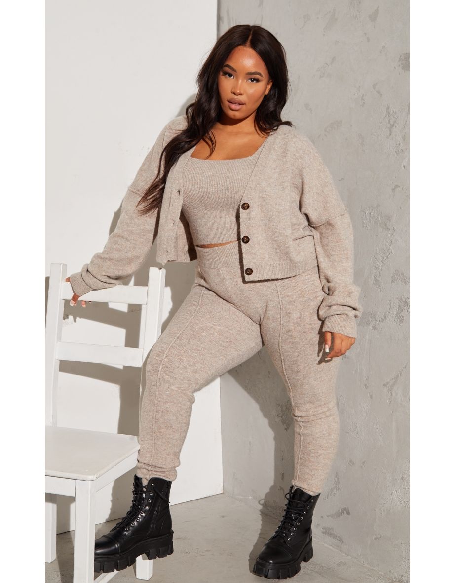 RENEW Plus Oatmeal Knitted High Waisted Leggings
